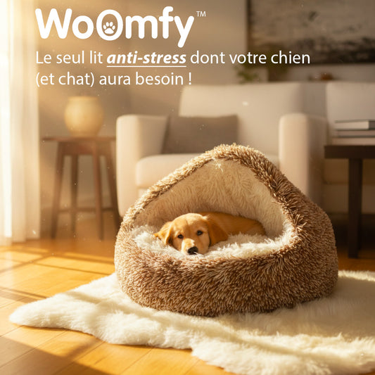 Le lit Cocon Woomfy™️ anti-stress pour chien